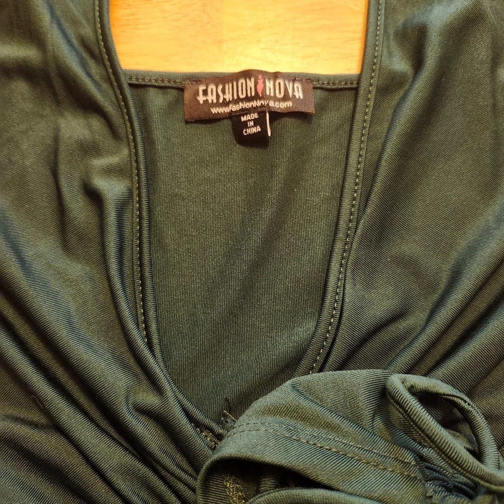 Elegant Green Ruched Fashion Nova Dress Size XL - Picture 7 of 7